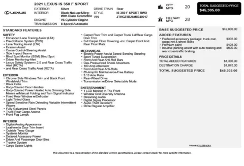 Another view of 2021 Lexus IS 350 F SPORT for sale in Duluth, GA at Autoplex Atlanta