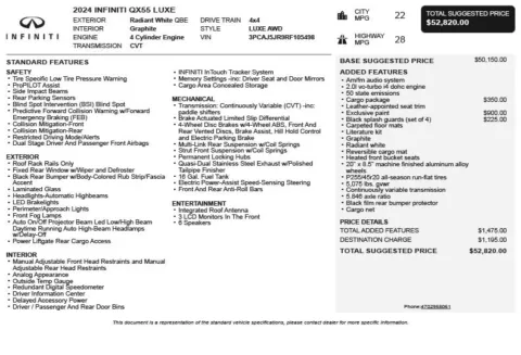 Another view of 2024 INFINITI QX55 LUXE for sale in Duluth, GA at Autoplex Atlanta