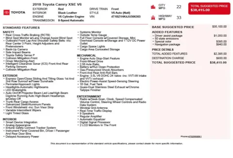 Another view of 2018 Toyota Camry XSE V6 for sale in Duluth, GA at Autoplex Atlanta