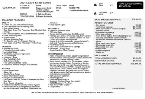 Another view of 2024 Lexus TX 350 Luxury for sale in Duluth, GA at Autoplex Atlanta