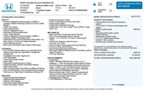 Another view of 2024 Honda Accord EX for sale in Duluth, GA at Autoplex Atlanta