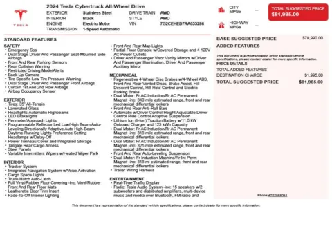 Another view of 2024 Tesla Cybertruck for sale in Duluth, GA at Autoplex Atlanta