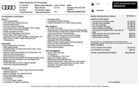 Another view of 2019 Audi A6 3.0T Premium Plus for sale in Duluth, GA at Autoplex Atlanta