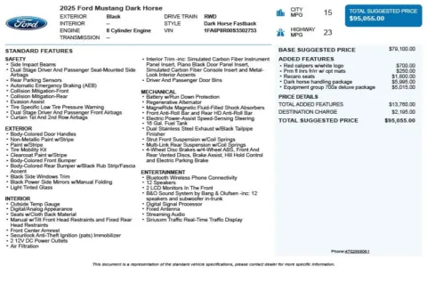Another view of 2025 Ford Mustang Dark Horse for sale in Duluth, GA at Autoplex Atlanta