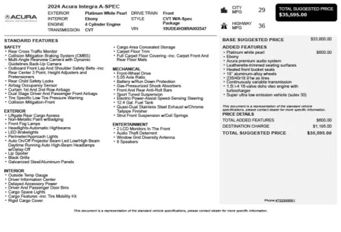 Another view of 2024 Acura Integra A-Spec Package for sale in Duluth, GA at Autoplex Atlanta