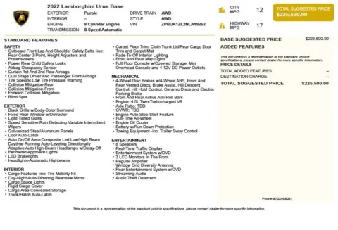 Another view of 2022 Lamborghini Urus for sale in Duluth, GA at Autoplex Atlanta