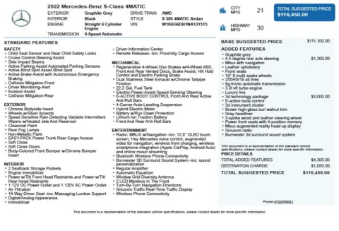 Another view of 2022 Mercedes-Benz S-Class S 500 for sale in Duluth, GA at Autoplex Atlanta