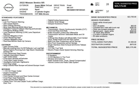 Another view of 2022 Nissan Sentra SR for sale in Duluth, GA at Autoplex Atlanta