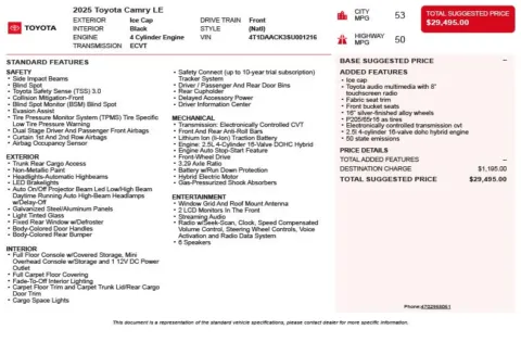 Another view of 2025 Toyota Camry LE for sale in Duluth, GA at Autoplex Atlanta