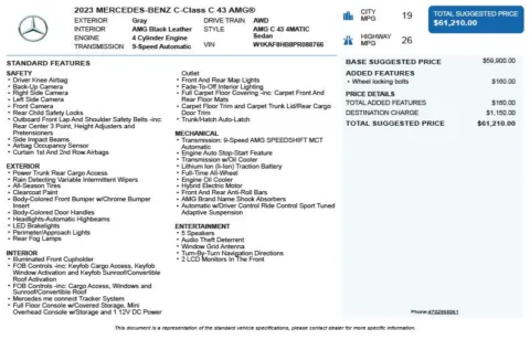 Another view of 2023 Mercedes-Benz C-Class C 43 AMG for sale in Duluth, GA at Autoplex Atlanta
