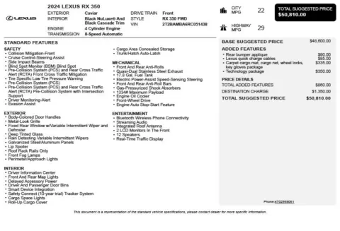 Another view of 2024 Lexus RX 350 for sale in Duluth, GA at Autoplex Atlanta