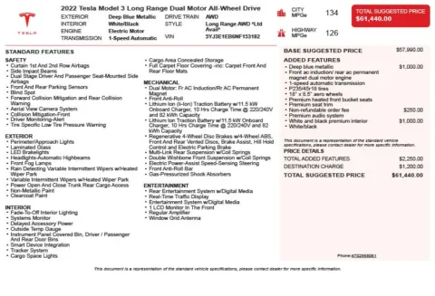 Another view of 2022 Tesla Model 3 Long Range for sale in Duluth, GA at Autoplex Atlanta