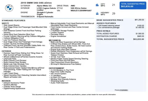 Another view of 2019 BMW 5 Series 540i xDrive for sale in Duluth, GA at Autoplex Atlanta