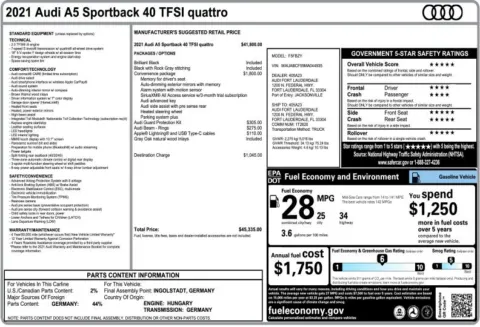 Another view of 2021 Audi A5 quattro Premium 40 TFSI for sale in Duluth, GA at Autoplex Atlanta
