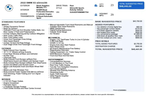 Another view of 2022 BMW X3 sDrive30i for sale in Duluth, GA at Autoplex Atlanta