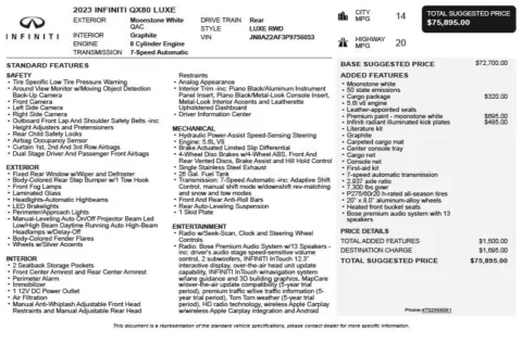 Another view of 2023 INFINITI QX80 LUXE for sale in Duluth, GA at Autoplex Atlanta