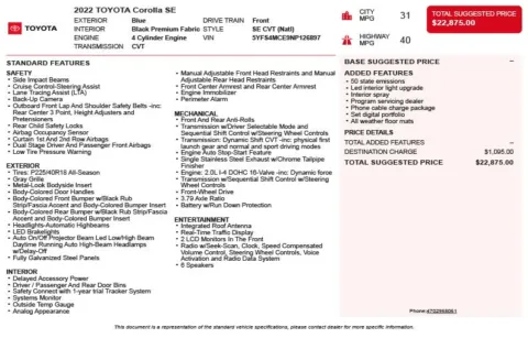 Another view of 2022 Toyota Corolla SE for sale in Duluth, GA at Autoplex Atlanta
