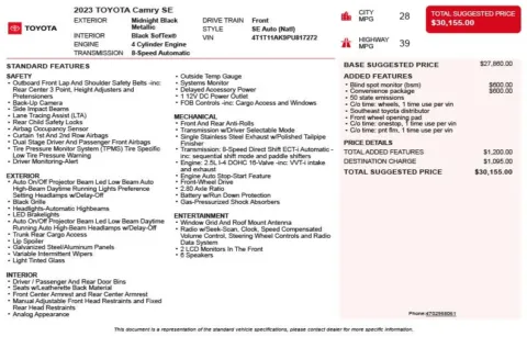 Another view of 2023 Toyota Camry SE for sale in Duluth, GA at Autoplex Atlanta