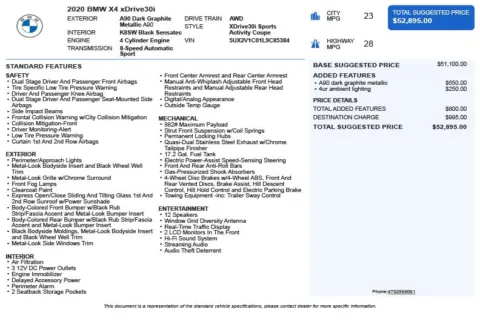 Another view of 2020 BMW X4 xDrive30i for sale in Duluth, GA at Autoplex Atlanta