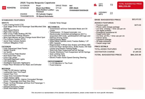 Another view of 2025 Toyota Sequoia Capstone for sale in Duluth, GA at Autoplex Atlanta