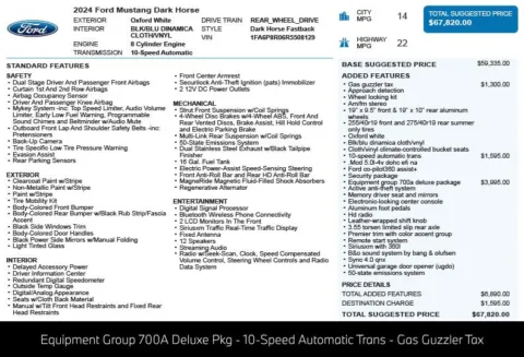 Another view of 2024 Ford Mustang Dark Horse for sale in Duluth, GA at Autoplex Atlanta
