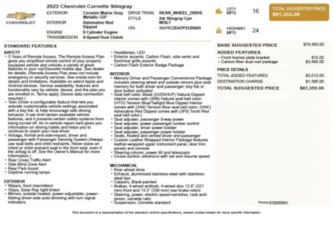 Another view of 2023 Chevrolet Corvette Stingray for sale in Duluth, GA at Autoplex Atlanta