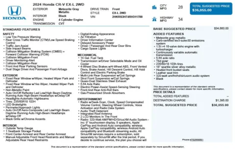 Another view of 2024 Honda CR-V EX-L for sale in Duluth, GA at Autoplex Atlanta