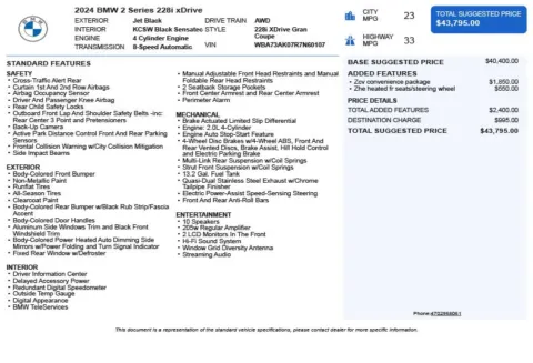 Another view of 2024 BMW 2 Series 228i xDrive for sale in Duluth, GA at Autoplex Atlanta