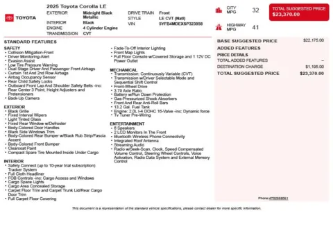 Another view of 2025 Toyota Corolla LE for sale in Duluth, GA at Autoplex Atlanta