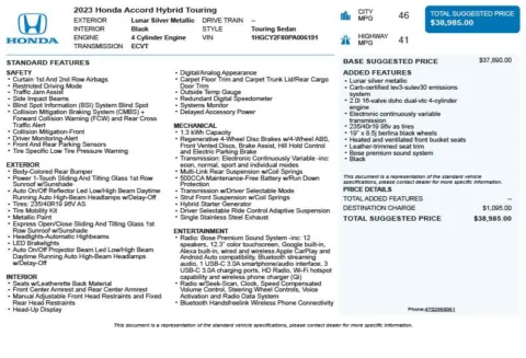 Another view of 2023 Honda Accord Hybrid Touring for sale in Duluth, GA at Autoplex Atlanta