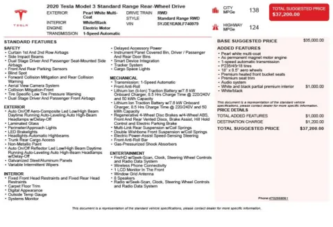 Another view of 2020 Tesla Model 3 Standard for sale in Duluth, GA at Autoplex Atlanta