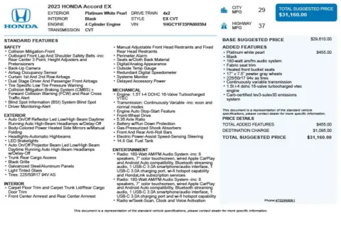 Another view of 2023 Honda Accord EX for sale in Duluth, GA at Autoplex Atlanta