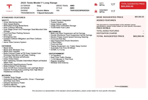 Another view of 2023 Tesla Model Y Long Range for sale in Duluth, GA at Autoplex Atlanta