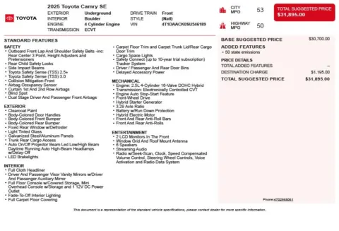Another view of 2025 Toyota Camry SE for sale in Duluth, GA at Autoplex Atlanta