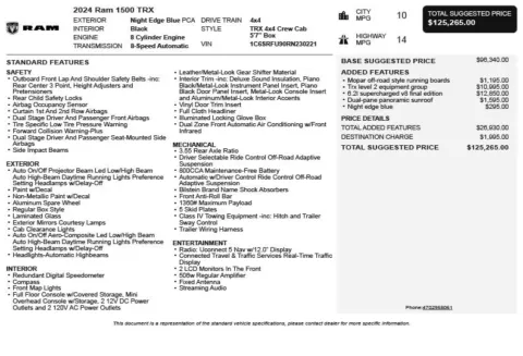 Blue 2024 Ram 1500 TRX for sale in Duluth, GA