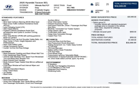 Another view of 2025 Hyundai Tucson SEL for sale in Duluth, GA at Autoplex Atlanta