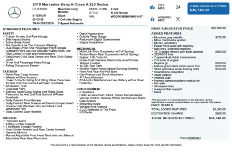 Another view of 2019 Mercedes-Benz A-Class A 220 for sale in Duluth, GA at Autoplex Atlanta