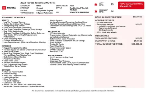 Another view of 2022 Toyota Tacoma SR5 for sale in Duluth, GA at Autoplex Atlanta