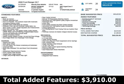 Another view of 2022 Ford Ranger XLT for sale in Duluth, GA at Autoplex Atlanta