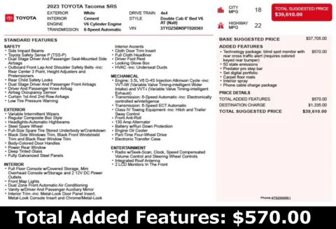 Another view of 2023 Toyota Tacoma SR5 for sale in Duluth, GA at Autoplex Atlanta