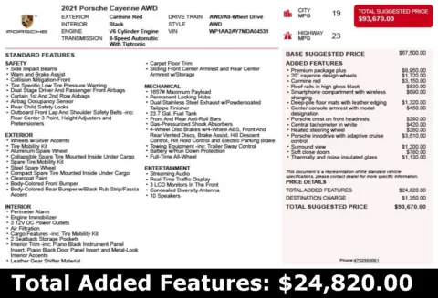 Another view of 2021 Porsche Cayenne for sale in Duluth, GA at Autoplex Atlanta