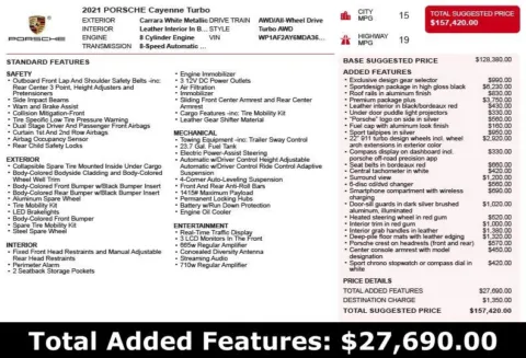 Another view of 2021 Porsche Cayenne Turbo for sale in Duluth, GA at Autoplex Atlanta