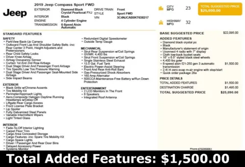 Another view of 2019 Jeep Compass Sport for sale in Duluth, GA at Autoplex Atlanta