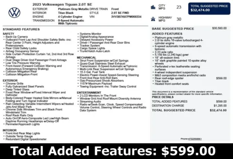 Another view of 2023 Volkswagen Tiguan 2.0T SE for sale in Duluth, GA at Autoplex Atlanta
