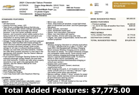 Another view of 2021 Chevrolet Tahoe Premier for sale in Duluth, GA at Autoplex Atlanta