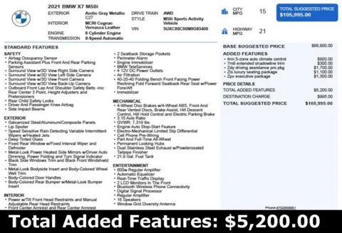 Another view of 2021 BMW X7 M50i for sale in Duluth, GA at Autoplex Atlanta