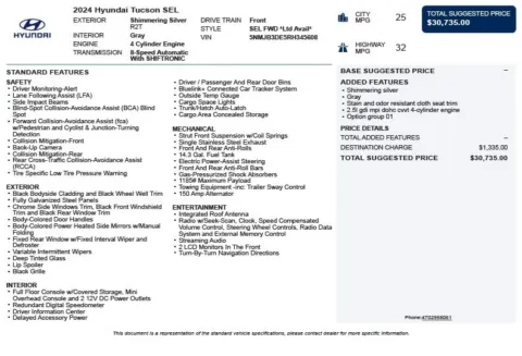 Another view of 2024 Hyundai Tucson SEL for sale in Duluth, GA at Autoplex Atlanta