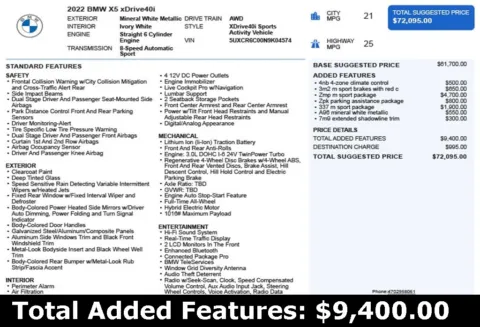 Another view of 2022 BMW X5 xDrive40i for sale in Duluth, GA at Autoplex Atlanta