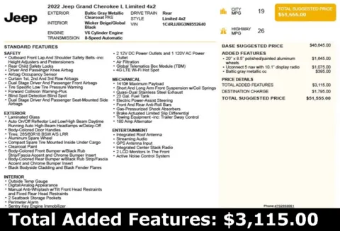 Another view of 2022 Jeep Grand Cherokee L Limited for sale in Duluth, GA at Autoplex Atlanta