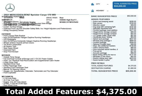Another view of 2021 Mercedes-Benz Sprinter 3500 Cargo 170 WB for sale in Duluth, GA at Autoplex Atlanta